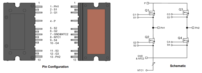 Schema - onsemi NXVF6532M3TG01 MOSFET di potenza H-Bridge EliteSiC 650 V